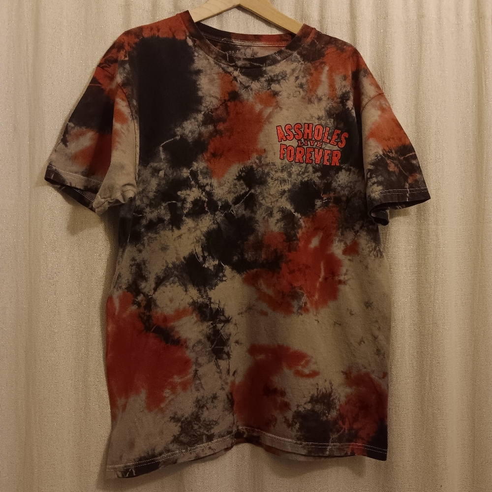 ASSHOLES LIVE FOREVER Khaki/Red/Black Tie Dye Logo T-Shirt Mens SZ L